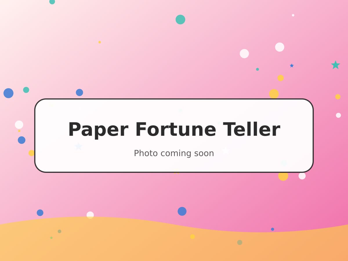 A colourful paper fortune teller held open on small fingers